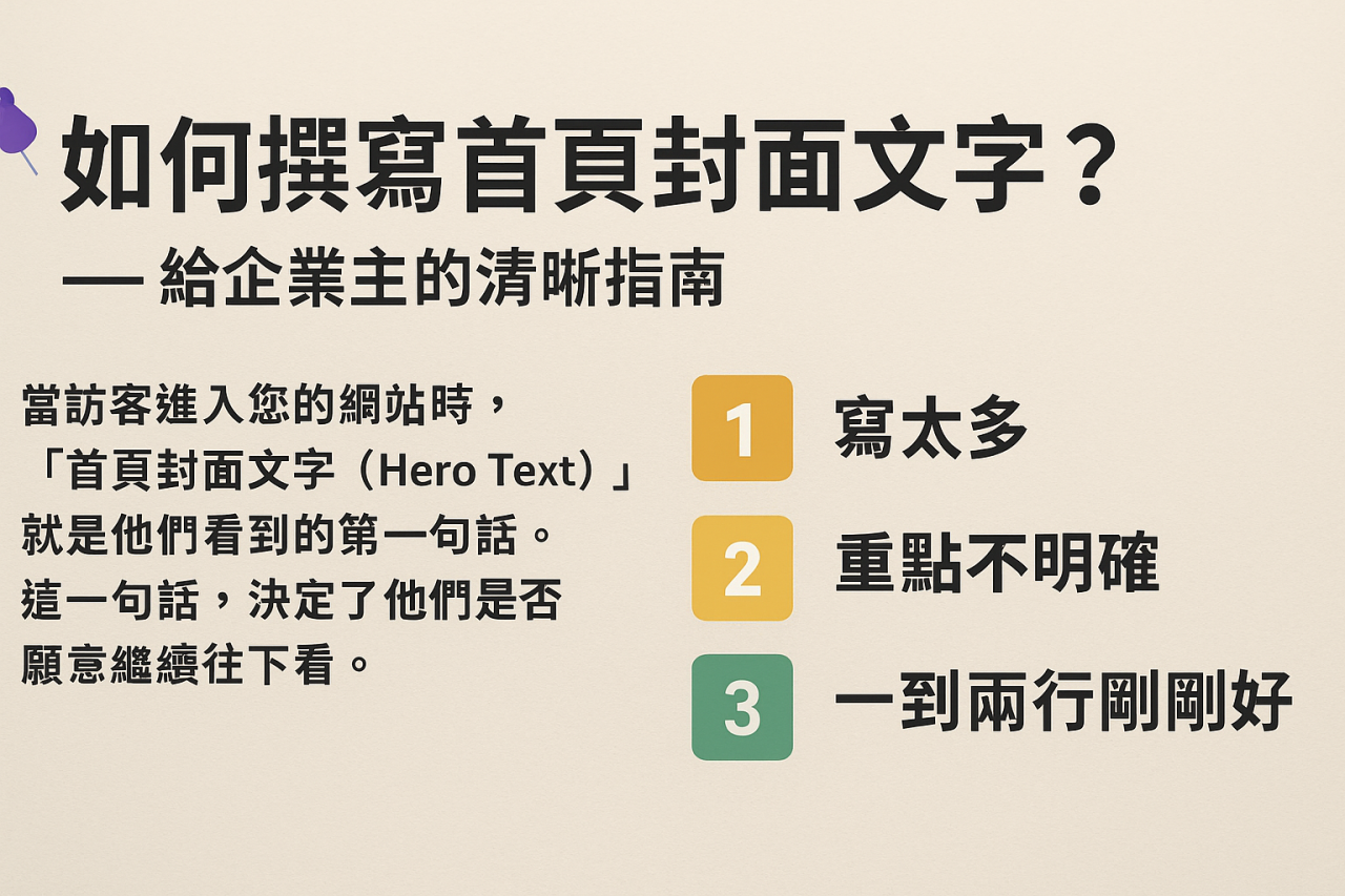 如何撰寫首頁封面文字？--給企業主的清晰指南